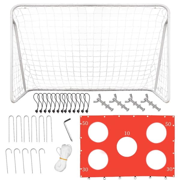 Fodboldmål 213x152 cm med træfplade 5 huller, galvaniseret stål