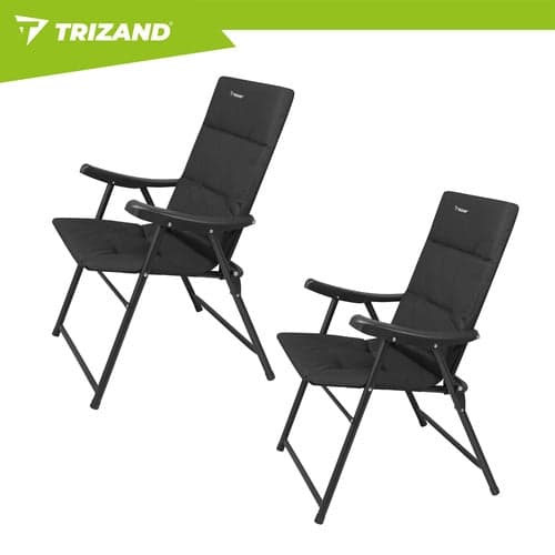 Fällbara campingstolar 2-pack hög rygg armstöd 100 kg/st