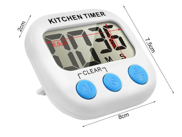 Digital kökstimer med magnet vit 7,5x8x2 cm
