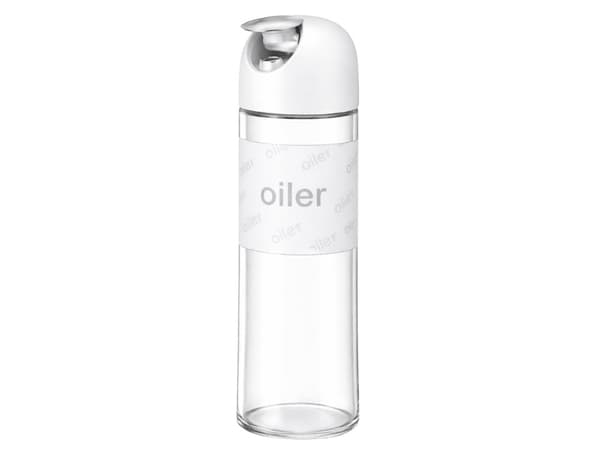 Oljedispenser i glas 510 ml med gravitationslåg hvid
