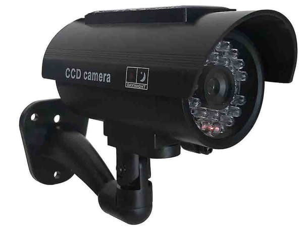 Attrappkamera CCTV med blinkende LED solpanel sort 13x6 cm