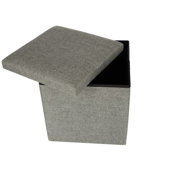 Sammenklappelig opbevaringspuf 38x38x38 cm grå polyester max 100 kg