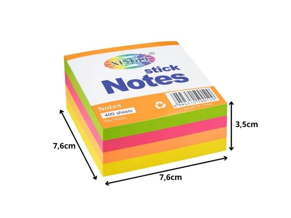 Sticky notes 76x76 mm 400 blad/block assorterade färger 1 st