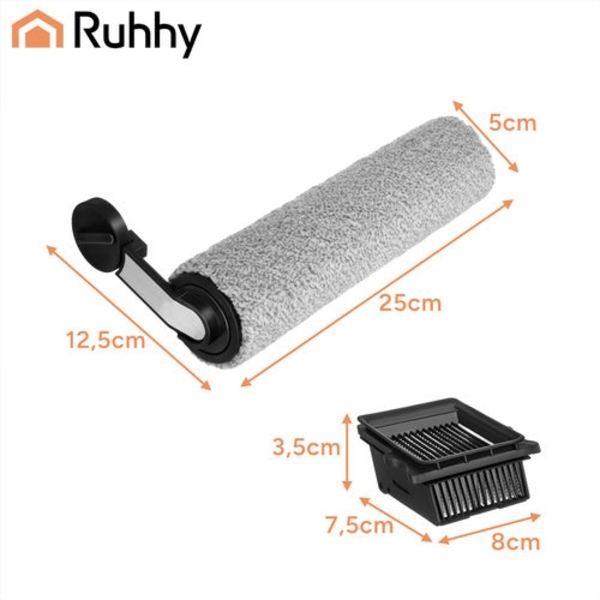Udskiftningskit roller + HEPA H9-filter vaskbart til Ruhhy 24860