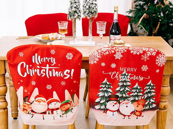 Julstolsöverdrag polyester 58x48 cm 1-pack mönster slumpmässigt