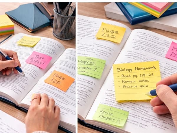 Linjerede sticky notes 76x76 mm 100 ark, selvklæbende, blandede farver