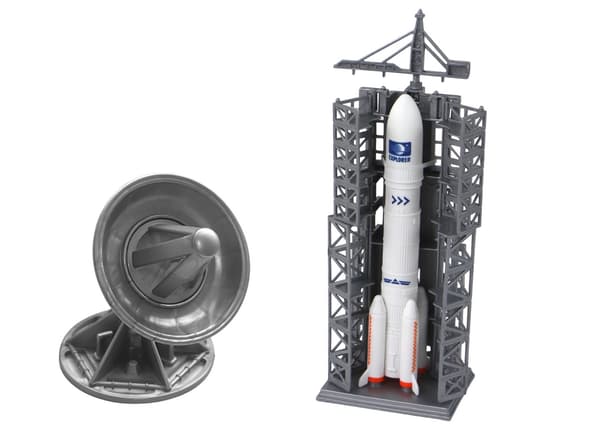 Rymdleksak set 5 delar med astronaut, raket, rymdfarkost & satellit