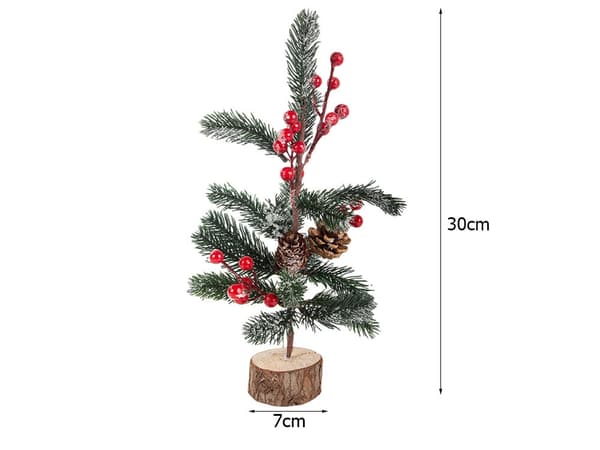Juldekoration julgran på träfot 30 cm, bas 7 cm