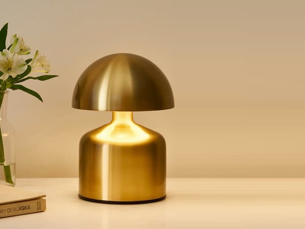 LED natlampe svampeform touch USB-C genopladelig guld/sølv 15 cm