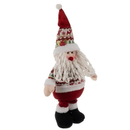 Tomtefigur juldekoration teleskopben 60-95 cm röd/vit polyester