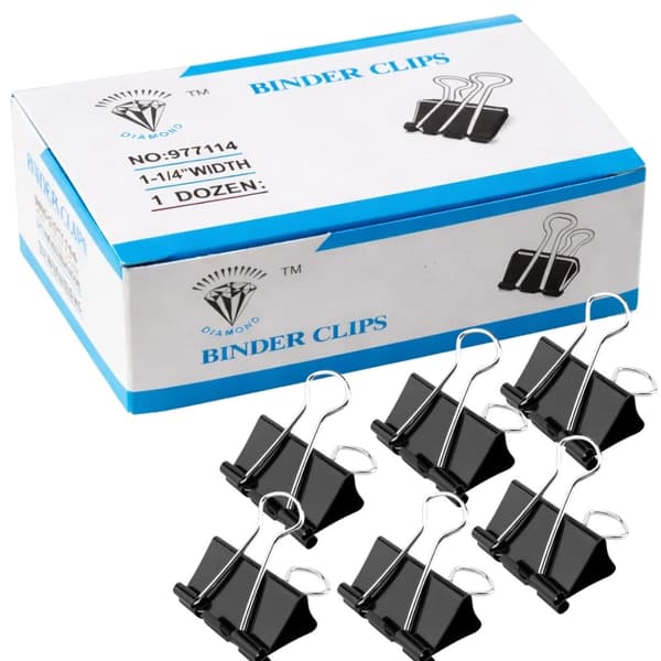 Kontorklemmer metal 32 mm sort 12-pak