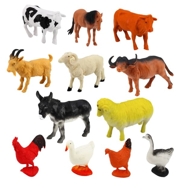 Maatalouseläinfiguurit 12 kpl muovia, 10–11 cm