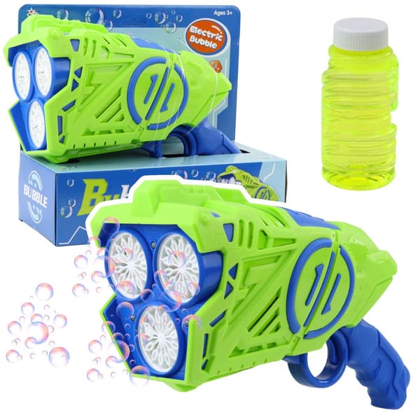 Bubbelpistol med LED-ljus och bubbelvätska, blå-grön