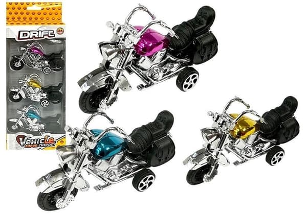 Leksaksmotorcyklar pull-back 3-pack 9 cm, från 3 år