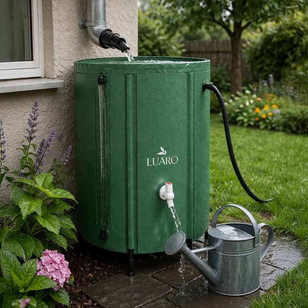 Fällbar regnvattenbehållare 500L PVC med kran och lock 100x78 cm