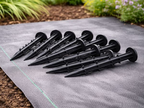 Markpinde til fiberdug i plast 11 cm, sorte, 10-pak