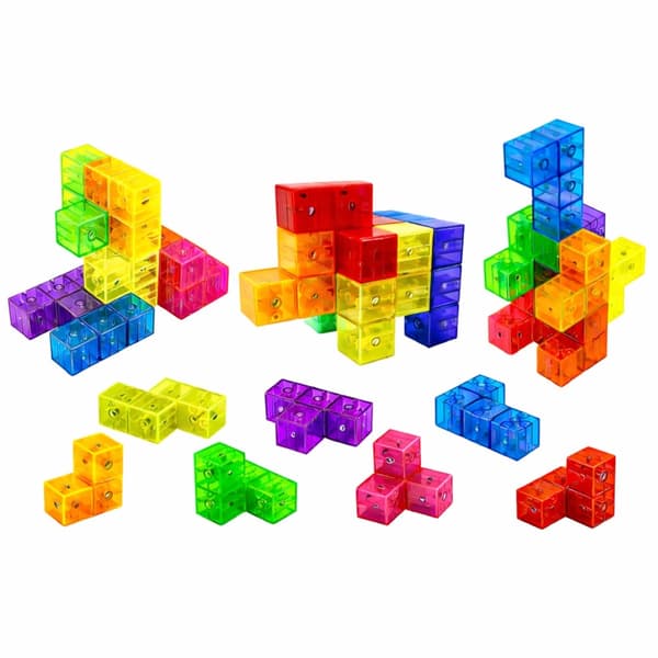 Magnetiska byggklossar 3D-kuber 9 delar transparenta + 156 utmaningar