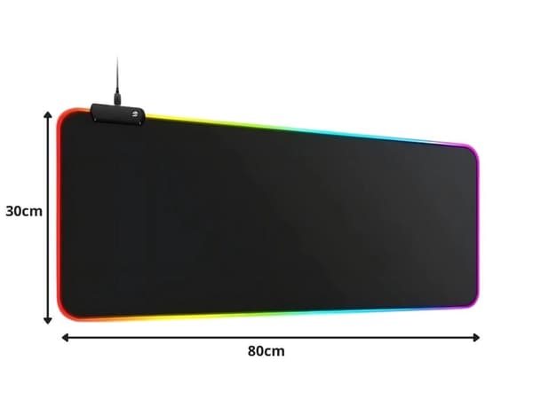 RGB gaming musemåtte XL 80 x 30 cm USB LED sort skridsikker