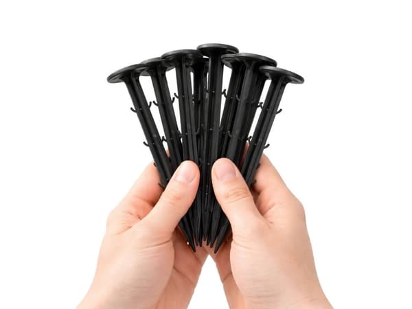 Markpinnar för fiberduk i plast 11 cm, svarta, 10-pack