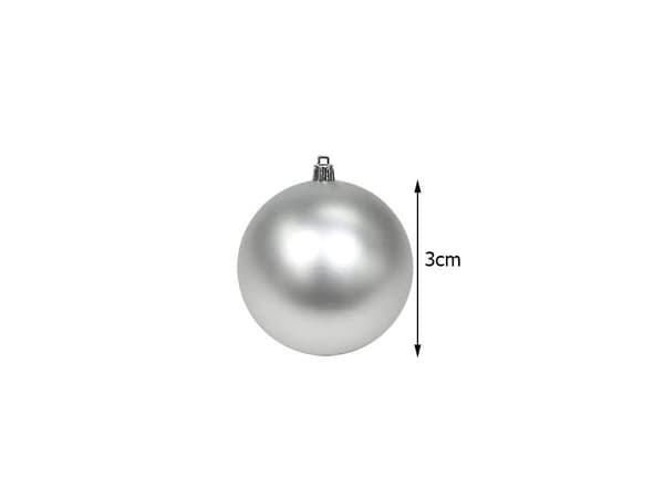 Julekugler 3 cm plast 36-pak sølv/hvid
