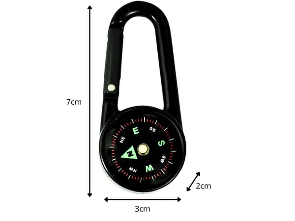 Karbinhakekompass med analog termometer -20 till 50°C svart