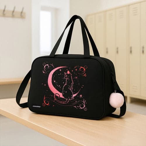 Skolerygsæk 13L sort med rosa tryk 40x28x12 cm
