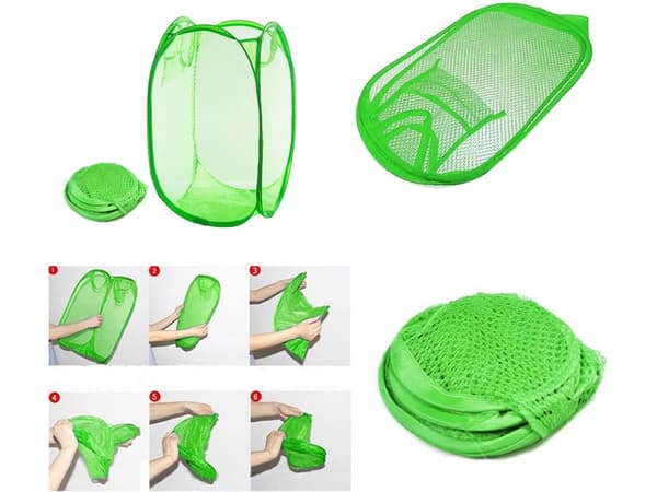 Sammenfoldelig opbevaringskurv i mesh 40 L grøn 47x26x26 cm
