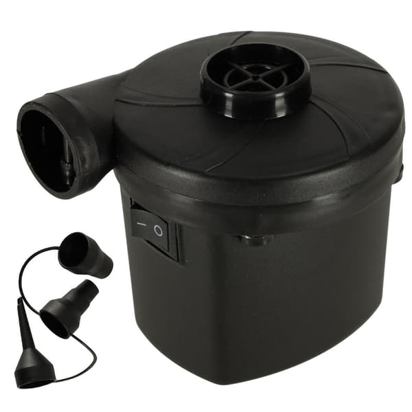 Elektrisk luftpumpe til luftmadras 12V/230V med dyser