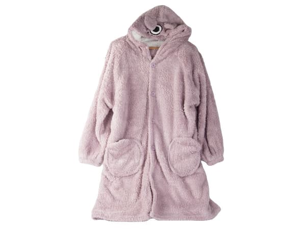 Sweatshirt-tæppe oversize med hætte og knapper 100% bomuld lilla