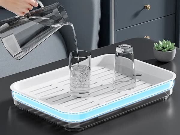 Opvaskebakke med afløbsindsats plast 37x24,5 cm grå/hvid mix