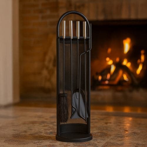 Takkatarvikkeet 5-in-1 terässetti telineellä 56 cm