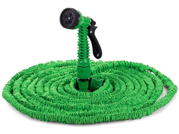 Förlängbar trädgårdsslang 15-45 m med 7-läges spraymunstycke grön