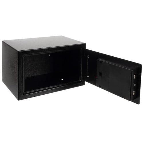 Elektronisk værdiskab 10L med kode og nøgle, sort stål 20x31x20 cm