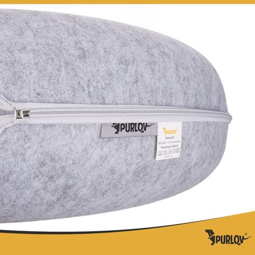 Rund kattbädd donut-tunnel i ullfilt 51x20 cm grå