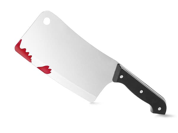 Halloween-kniv cleaver i plastik med blodig effekt 1-pack