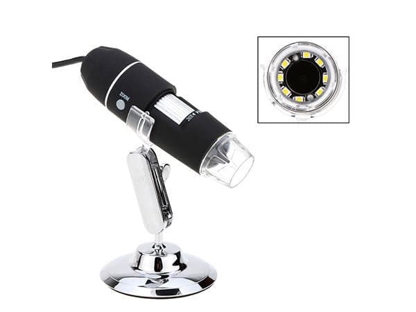 Digitalt USB-mikroskop 1000x med LED-belysning og stativ