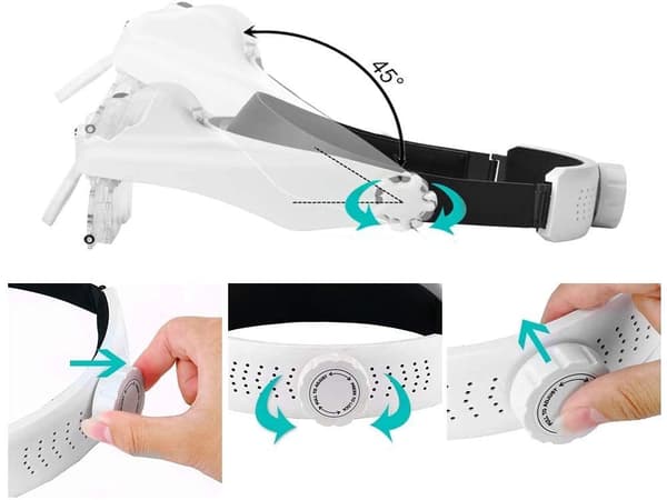 Pandelup med LED-belysning 1,5x/2x/8x sort/hvid