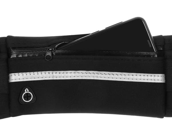 Juoksuvyö neopreeni pullotelineellä, 3 taskua, heijastin, 70-130 cm
