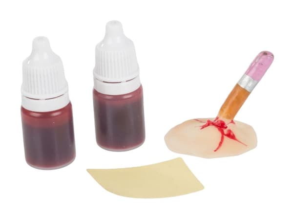 Halloween sminkkit fejkad sårskada med blodpenna och 2 blodflaskor