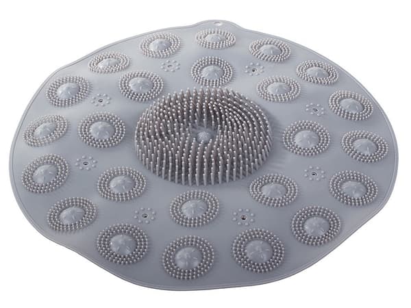 Fodmassagemåtte til bruser/badekar med sugekopper PVC grå 37 cm