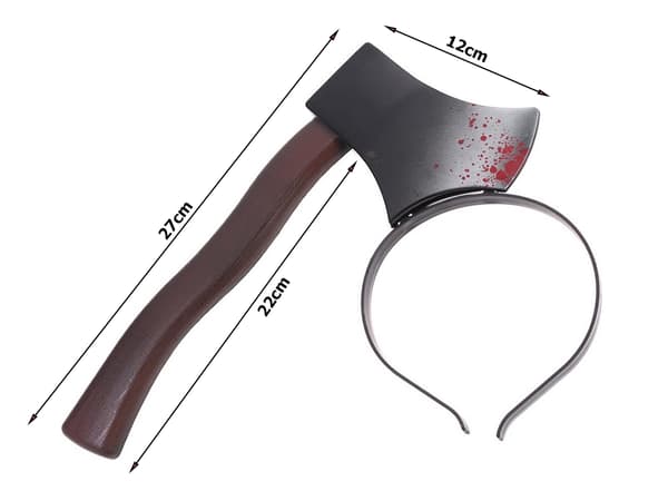 Halloween-hårbøjle med økse plast brun one size 27 cm