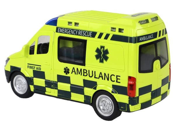 Fjernstyret ambulance legetøjsbil med lys og sirene 22 cm gul