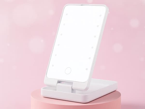 LED-makeupspejl foldbart med belysning 16x9 cm genopladelig blandet farve