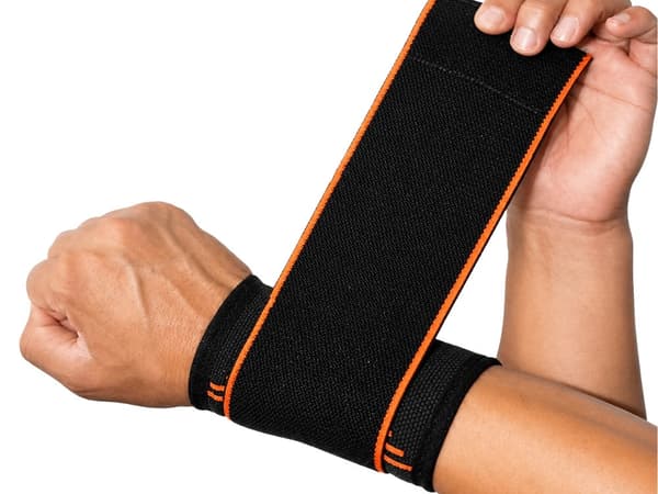 Handledsstöd kompression med kardborre polyester/bomull grå/orange