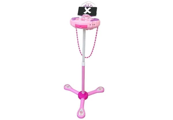Karaoke-mikrofonsæt med stativ rosa, 2 mikrofoner, 80 cm, 3+ år