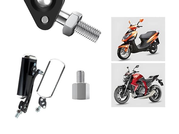 Motorcykelspejle i aluminium sort M10 med M8-adapter 2-pak
