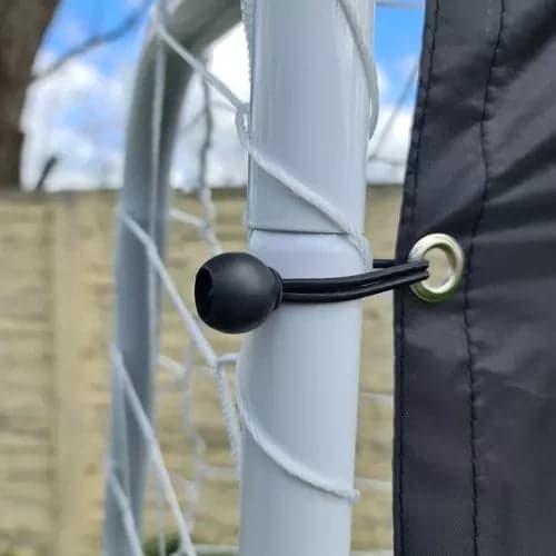 Fodboldmål i stål 240x170 cm med net og målskive, hvid/sort