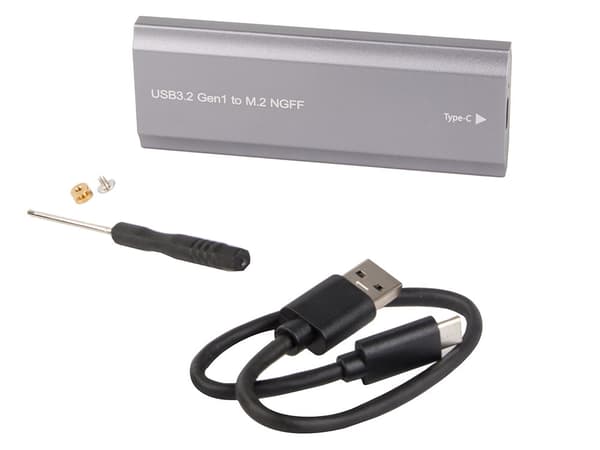 M.2 SATA NGFF SSD-adapterikotelo USB 3.1/USB-C 2230-2280 hopea