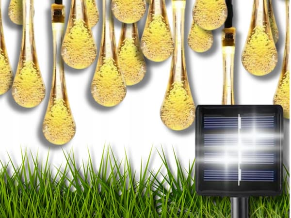 Solcellsdriven LED-ljusslinga istappar 20 LED varmvit 4 m