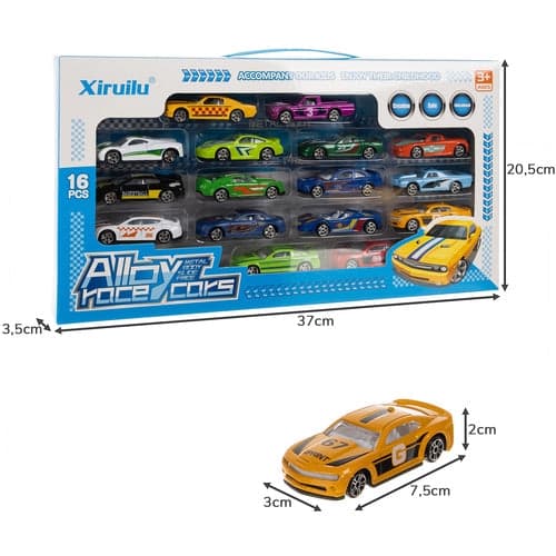 Metallbilar leksaksbilar 16-pack 1:64 aluminiumlegering